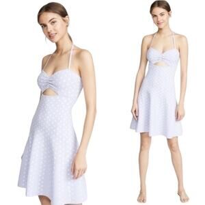 RONNY KOBO Shila Polka Dot Halter Cut-Out Fit & Flare Knit Dress